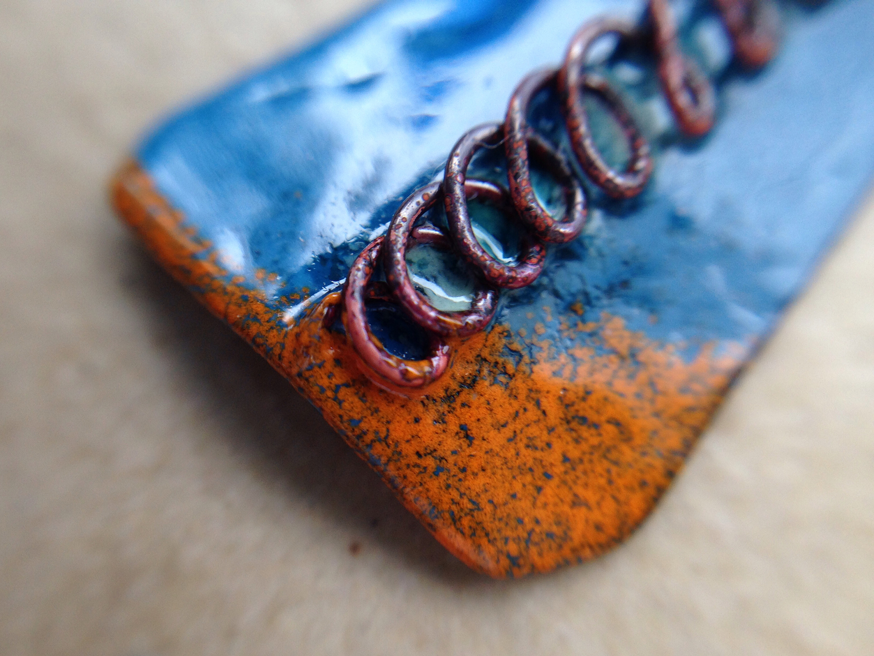 Torch Fired Enamel Basket of Blue