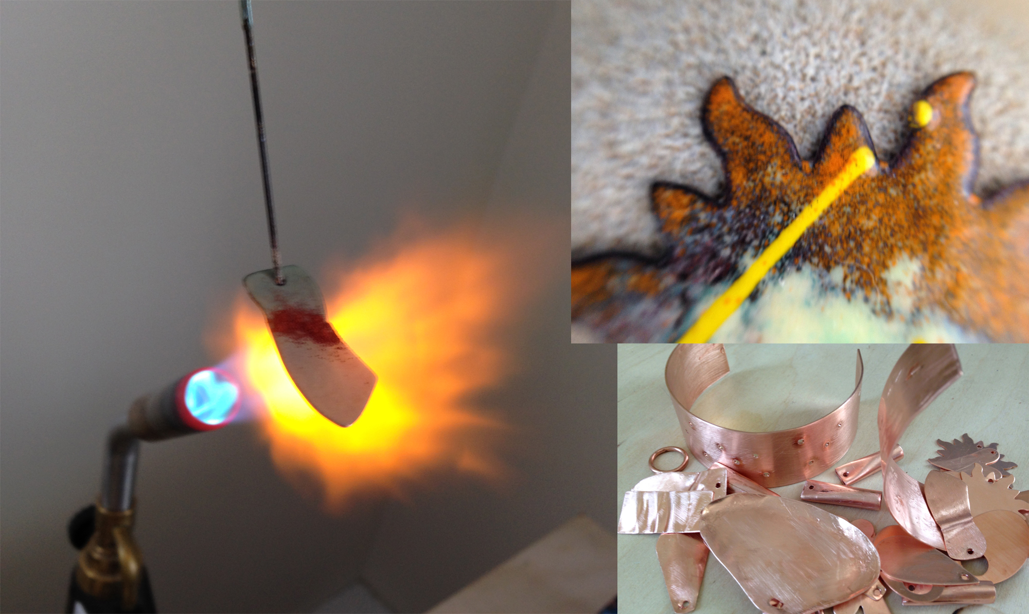 Torch Fired Enamel Basket of Blue