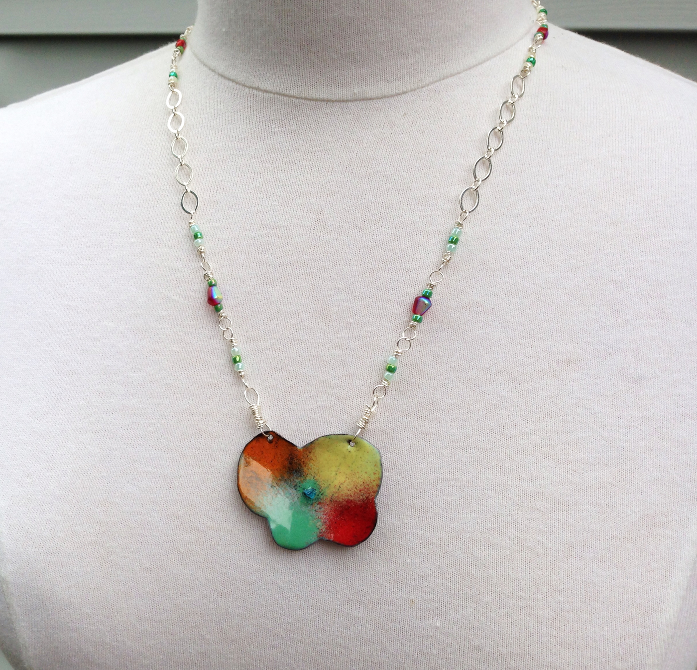 Colorful Poppy Necklace Basket of Blue