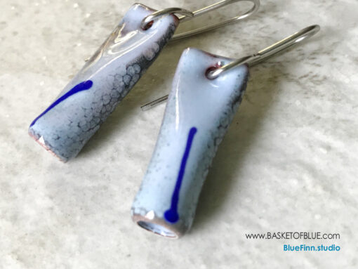 Blue enamel tube earrings