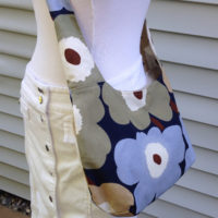 Blue poppy Marimekko Unikko handmade bag