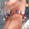 Copper Dangle Pearl Aquamarine Apatite Link Bracelet