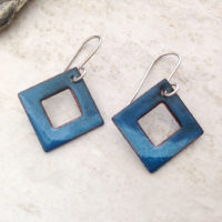 Blue Diamond Enamel Earrings