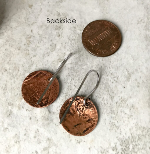 Coin Earring Hand Stamped Oak Seedling Motif