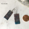 blue enameled copper wave earrings