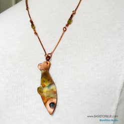 Copper fish Necklace Flame Painted
