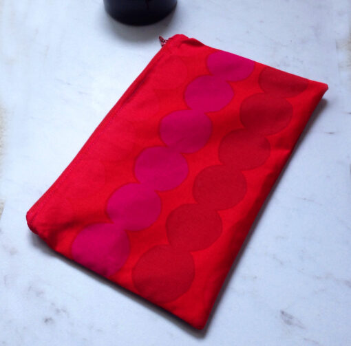 Red Marimekko Fabric Zip Pouch