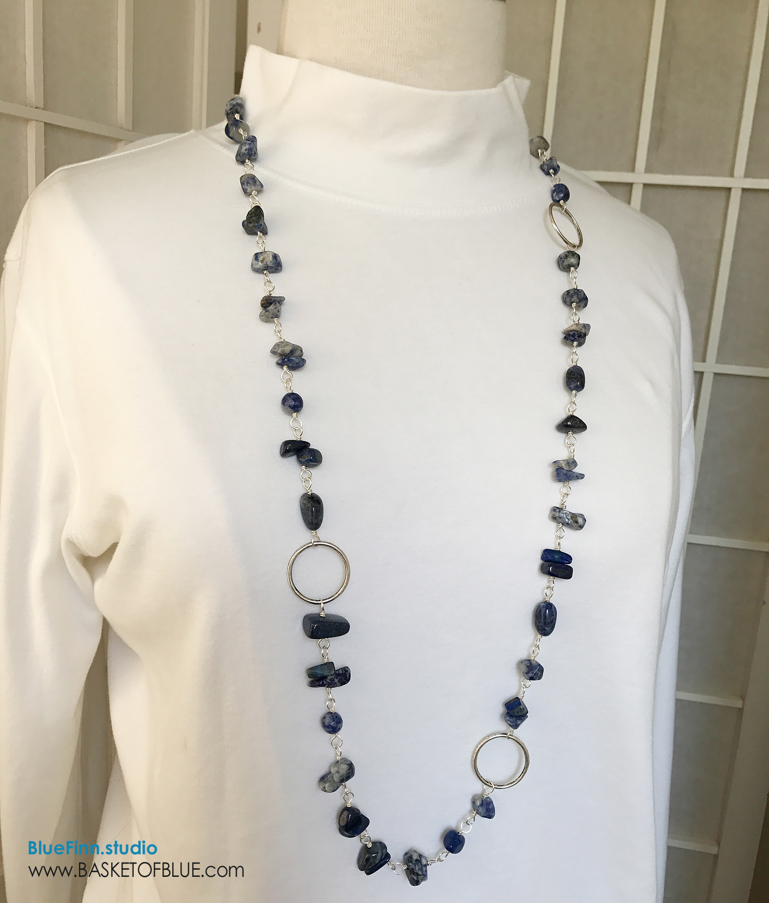 532.65 Cts Natural 20 Long Blue Sodalite Untreated Round Beads Necklace (DG