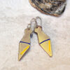 Yellow Enameled Copper Earrings Geometric Tie Blue Line