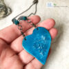 Blue enamel heart necklace