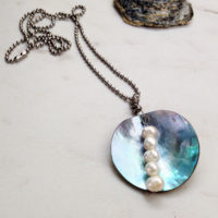 Mussel Shell Pearl Drop Necklace