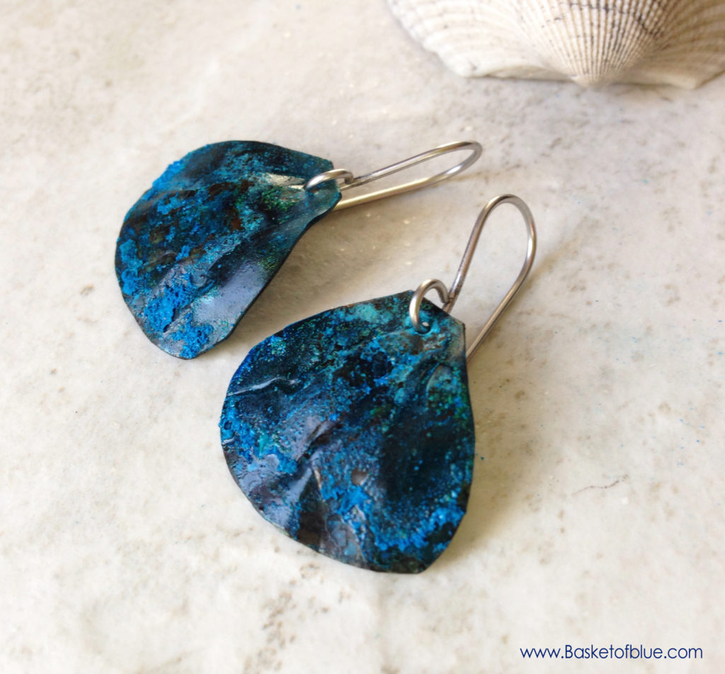 Blue Patina Shell Earrings