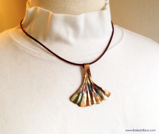 ginkgo leaf copper jewelry set