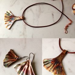 ginkgo leaf copper jewelry set