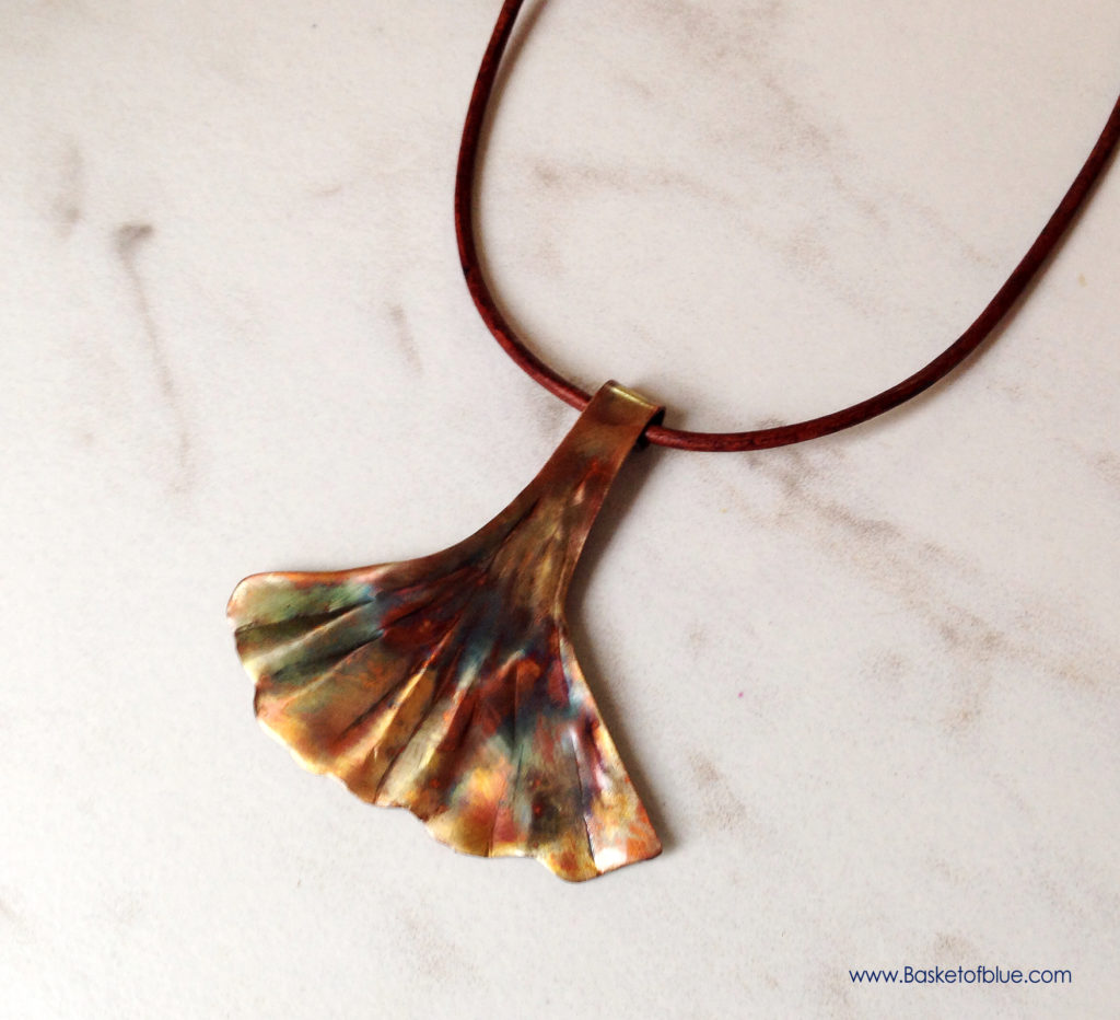 ginkgo leaf copper jewelry set - ginkgo leaf necklace
