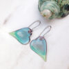 Enameled Green Heart Earrings