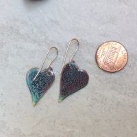 Enameled Green Heart Earrings