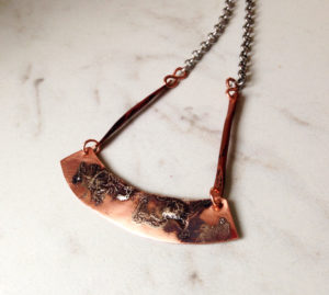 Copper Bar Necklace with Sterling Silver