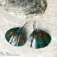 Blue Patina Copper Shell Earrings