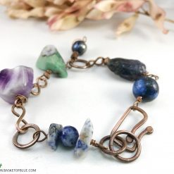 Chunky multi gemstone copper bracelet