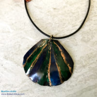 Blue Green Ink Dyed Shell Copper Necklace