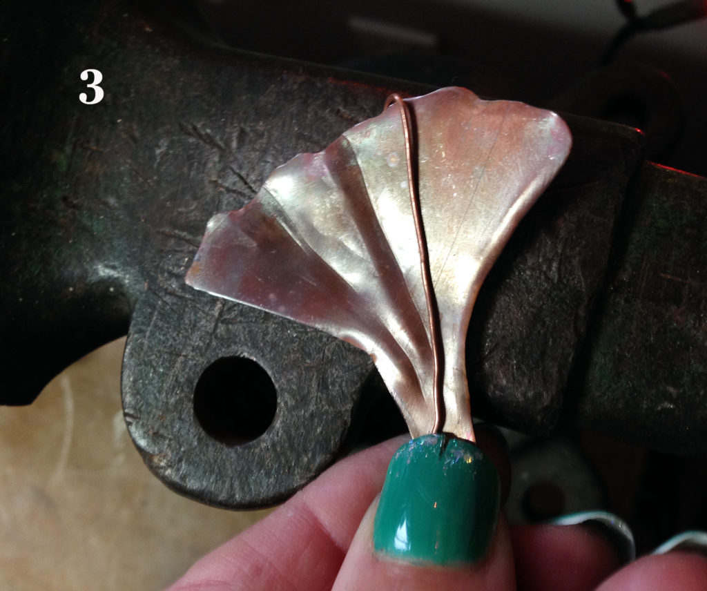 texturing copper ginkgo leaf