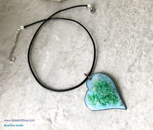 Enamel Heart Necklace - Light blue