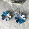 Blue Enamel Flower Earrings