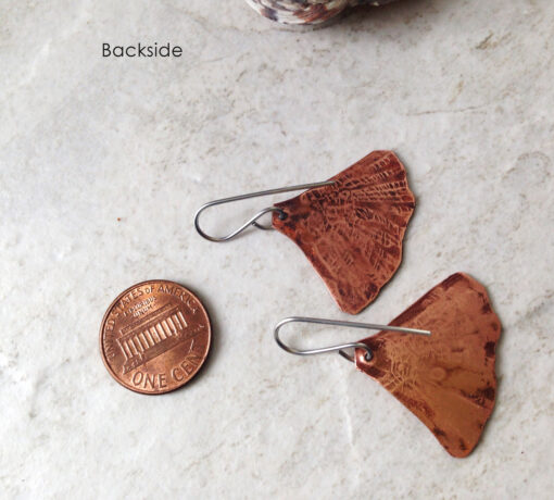 Copper Ginkgo Leaf Earrings
