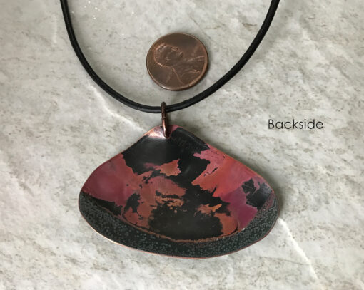 Rustic enameled copper shell necklace