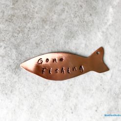 Fish Charm Gone fishing Quote Copper