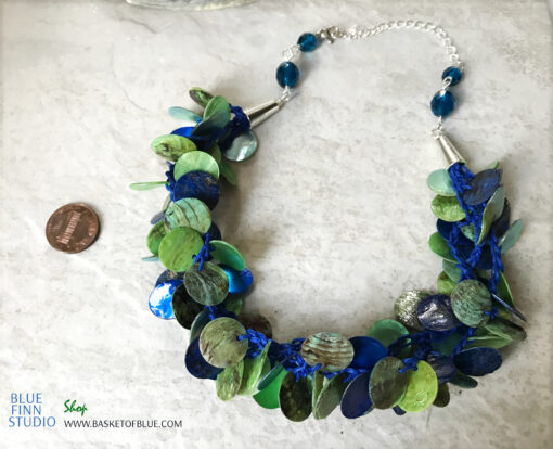 Blue Mussel Shell Chunky Necklace