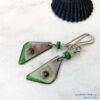 Green enamel and murrini glass earrings