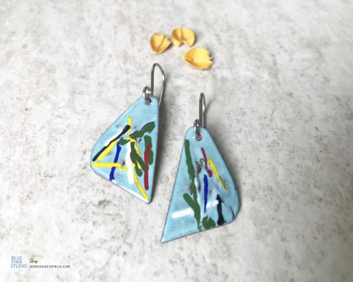colorful enamel art earrings