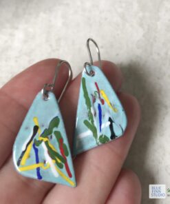 painterly art enamel earrings