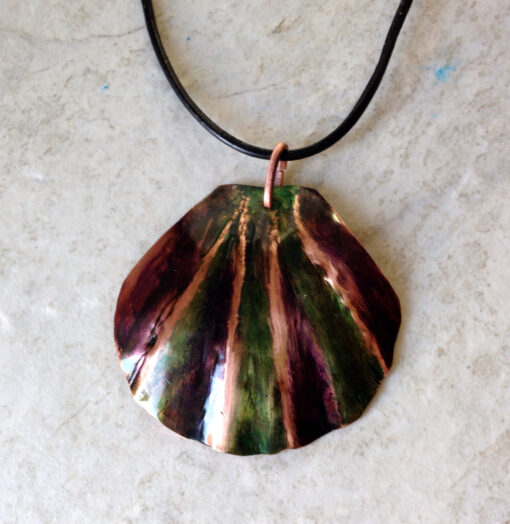 Rustic copper shell necklace