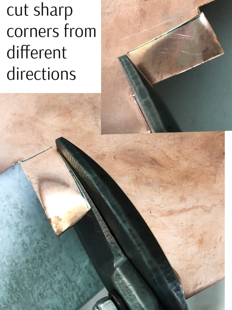 cutting copper with snips