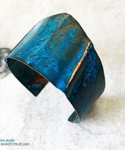 Rustic copper blue patina cuff