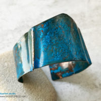 Rustic copper blue patina cuff