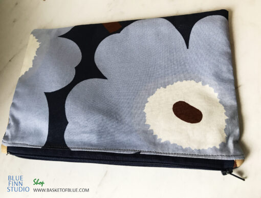 Marimekko Blue Poppy Pouch Pencil Make up Bag