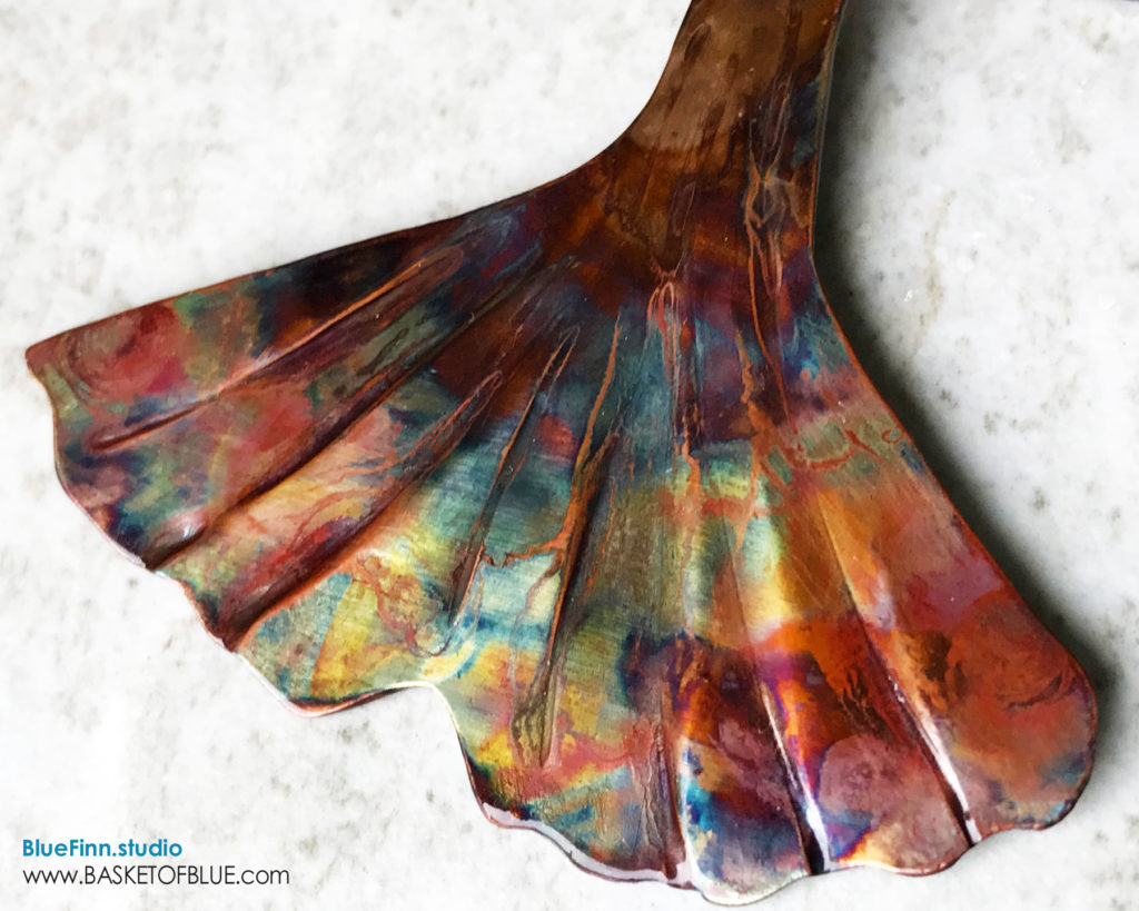 mermaid tail necklace copper rainbow effect