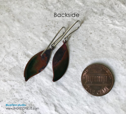 Black enamel leaf earrings