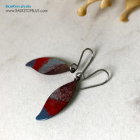 Red Blue Leaf Earrings