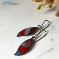 Red Blue Leaf Earrings