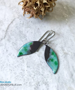 Small green leaf earrings