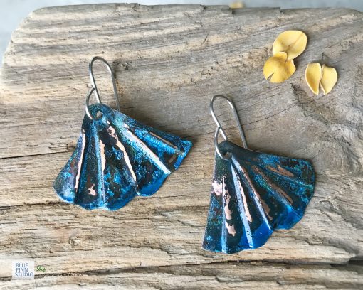 mermaid tail blue patina earrings