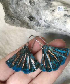 mermaid tail blue patina earrings
