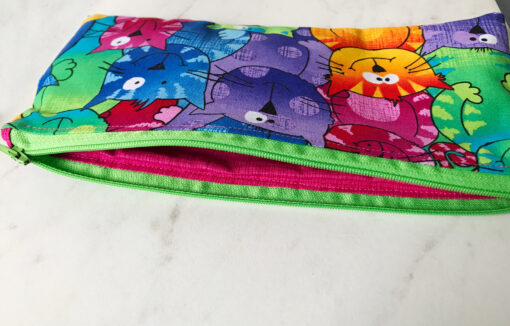 colorful cat faces zip pouch