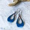 Blue Open Teardrop Earrings Enamel and Fire patina