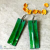 Green Fold Formed Enamel Earrings